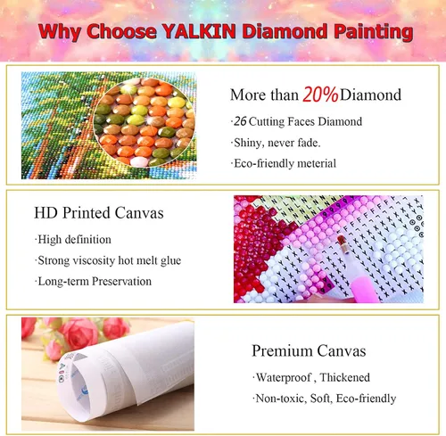Miniatura 6 de Kits de pintura de diamantes 5D para adultos, bricolaje, casa de paisaje grande, taladro redondo completo (31.5 x 15.7 pulgadas) con diamantes