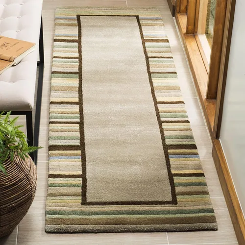 Martha Stewart x SAFAVIEH - Colección de alfombras de área, 2 pies 3 pulgadas x 8 pies, color verde renacuajo, lana y viscosa hechas a mano, ideal