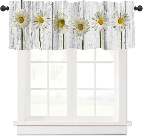 Miniatura 18 de Cortinas Cenefa Verde Salvia Floral Cocina con Bolsillo para Barra Paneles Cortos Acuarela Hojas de Eucalipto Retro Tratamiento de Ventana Cortinas