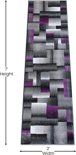 Miniatura 2 de Flash Furniture Elio Collection - Alfombra de área con patrón de bloques de color, alfombra de olefina azul de pelo alto, alfombra de área de 2 x 3