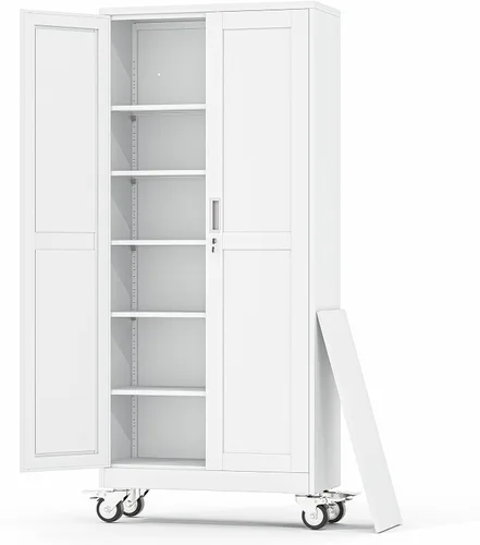 Miniatura 10 de Gabinete de Almacenamiento de Metal Negro, Gabinete de Almacenamiento Alto de 36" con Cerradura y 2 Estantes Ajustables, Organizador de Casillero
