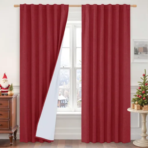 Miniatura 62 de LAMIT Cortinas de lino natural 100 % opacas para ventana, para dormitorio, 45 pulgadas, cortinas térmicas con textura de lino estilo granja