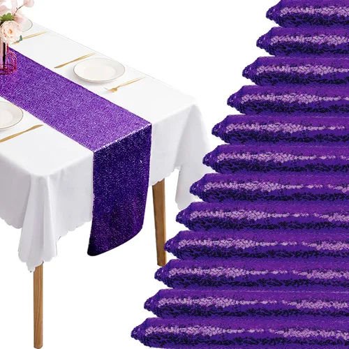 Miniatura 8 de 12 Paquetes de Caminos de Mesa con Lentejuelas Brillantes para Comedor para Cumpleaños, Bodas, Compromisos, Nupciales, Baby Shower, Despedida