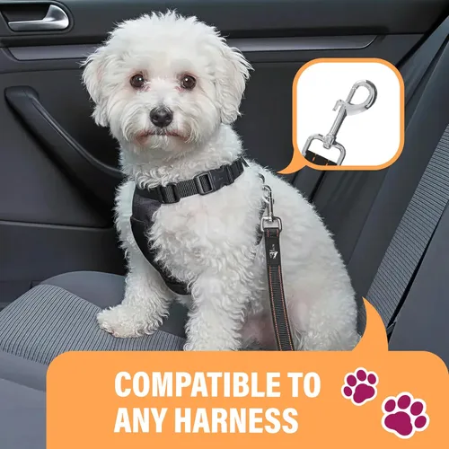 Miniatura 5 de Active Pets Cinturón de seguridad de coche negro para perros, se fija al arnés y al collar, sistema de retención de viaje ajustable de 18 a 24