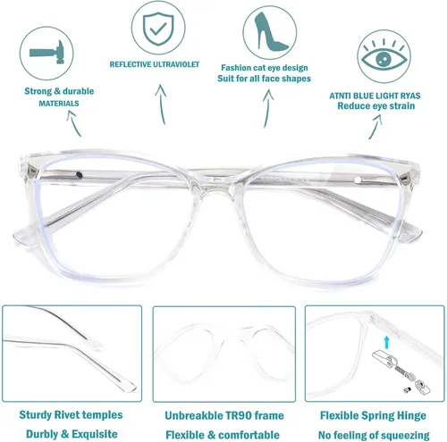 Miniatura 3 de Gafas de distancia de ojo de gato para mujer, anteojos de conducción cerca de la vista, vidrio transparente para miopía
