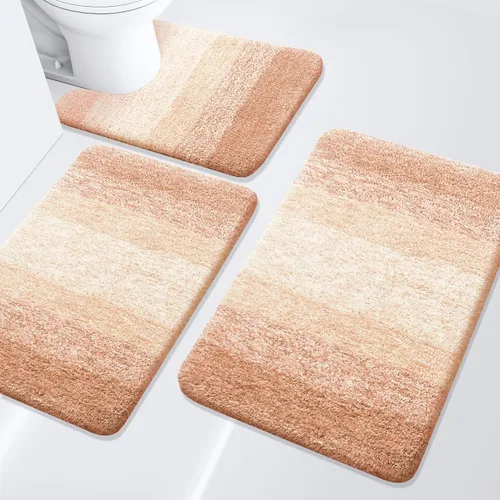 Miniatura 64 de Arotive - Juego de alfombras de baño de 3 piezas, alfombras de baño extra suaves y absorbentes, alfombrillas de baño lavables a máquina y que se