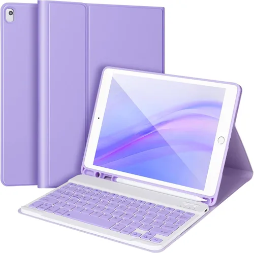 Miniatura 10 de AHYWTAN Funda de teclado para iPad 9/8/7ª generación 10.2, teclado Bluetooth con retroiluminación de 7 colores, funda para iPad de 10.2 pulgadas