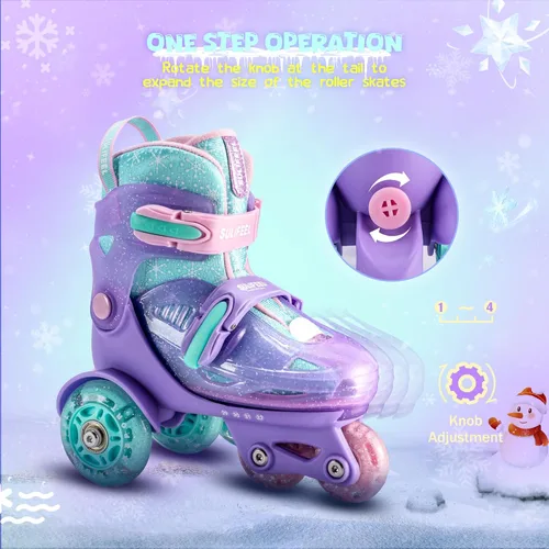 Miniatura 3 de SULIFEEL Patines de Ruedas Ajustables para Niñas Niños Infantiles, Ruedas Divertidas Iluminadas con Luz Flash de Tipo Equilibrio de Tres Puntos Azul