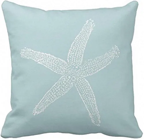 Emvency Funda de almohada decorativa con estrellas de mar vintage y estrellas de mar en colores pastel y peces azules, decoración del hogar, funda