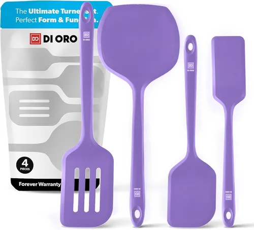 Miniatura 11 de DI ORO - Juego de espátulas volteadoras de silicona para utensilios de cocina antiadherentes, utensilios de cocina para voltear huevos y panqueques