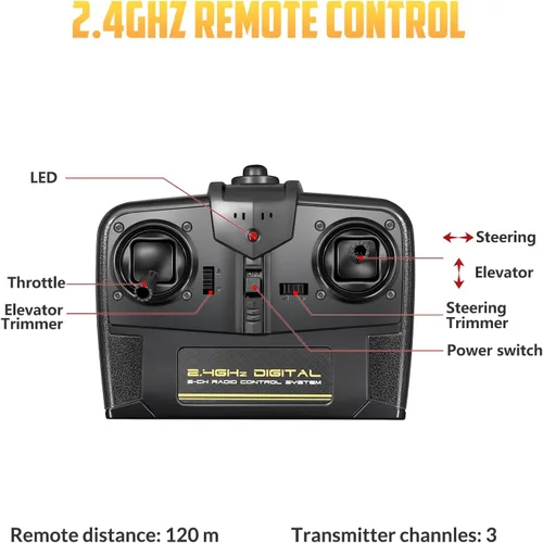 Miniatura 7 de HAWK'S WORK Avión RC de 3 canales F4U Corsair, Warbird con control remoto listo para volar, estabilizador de giroscopio de 6 ejes de 2.4 GHz, fácil