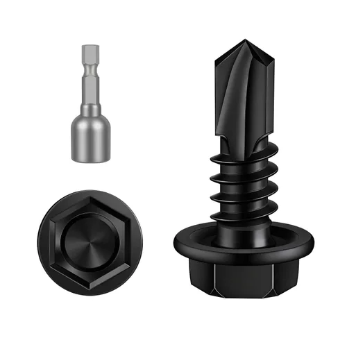Miniatura 12 de Tornillos de chapa metálica autoperforantes con cabeza arandela hexagonal #8 x 1 con punta de taladro, acero inoxidable 410, autoperforantes, óxido