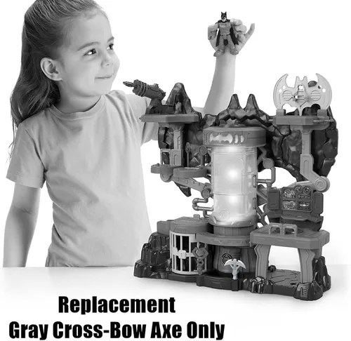 Miniatura 5 de Imaginext Pieza de repuesto DC Super-Friends Bat-Tech Batcueva - GYV24 ~ Arma roja de repuesto B ~ Hacha de arco cruzado gris