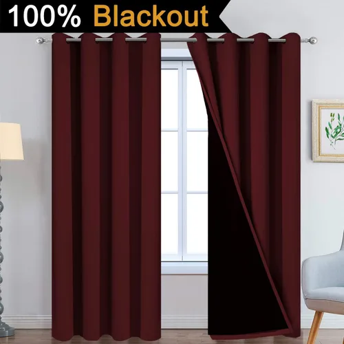 Miniatura 2 de Yakamok Cortinas 100% opacas para sala de estar, cortinas reductoras de ruido, cortinas opacas con aislamiento térmico para dormitorio
