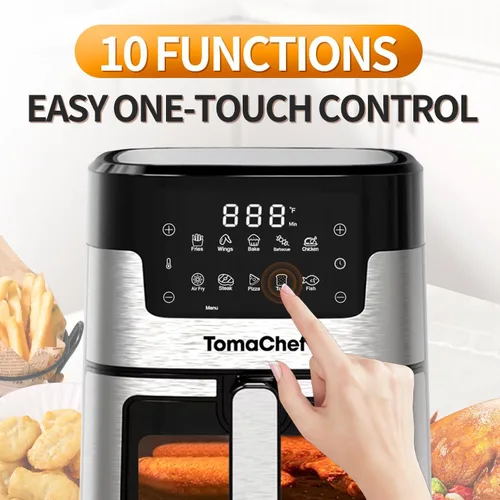Miniatura 2 de TomaChef Freidora de aire 10 en 1, 5.3QT compacta sin aceite con ventana visible y canasta apta para lavaplatos, cocina saludable, control digital