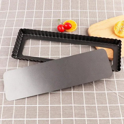 Miniatura 7 de Sartén rectangular antiadherente de 14 pulgadas para quiche con parte inferior extraíble para tartas, quiche para hornear, quiche, pasteles