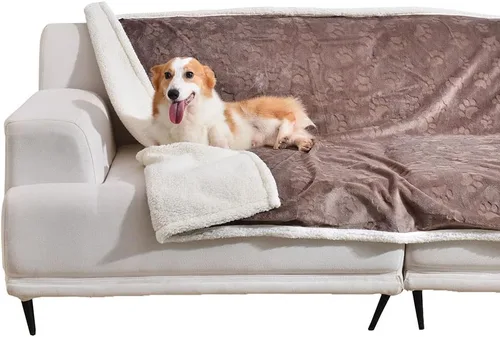 Miniatura 32 de Qeils Manta impermeable calmante para gatos de interior, manta suave y silenciosa de felpa para mascotas, manta gruesa de piel sintética de 500 GSM
