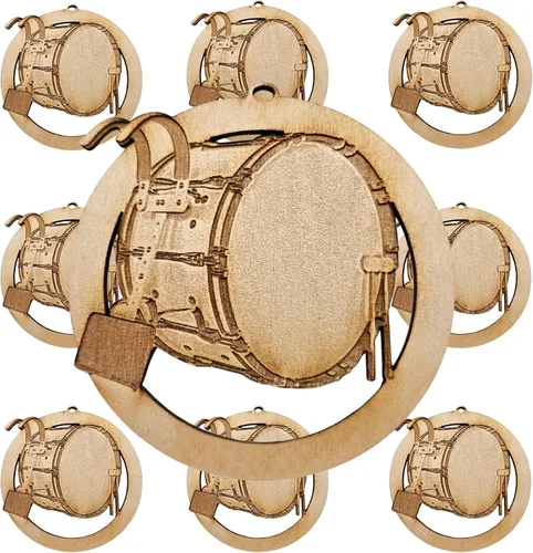Miniatura 7 de Adorno de bombo, regalos únicos de batería de banda de marcha: instrumentos con temática musical decoraciones de árbol y adornos de línea de batería