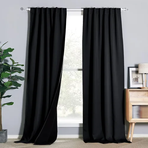 Miniatura 45 de NICETOWN Paneles de cortinas totalmente opacas para dormitorio que reducen el frío, cubiertas de ventana súper gruesas aisladas, cortinas Biscotti