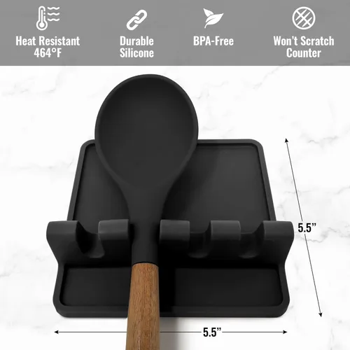 Miniatura 5 de Zulay - Soporte de silicona con bandeja antigoteo para múltiples utensilios de cocina, reposacucharas resistente al calor y sin BPA, para cucharas