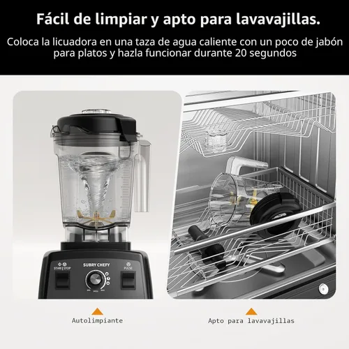 Miniatura 7 de Batidora de encimera Pro 2000W, licuadora profesional de alta velocidad con potente motor sin escobillas, 25 velocidades, 68 onzas, licuadora