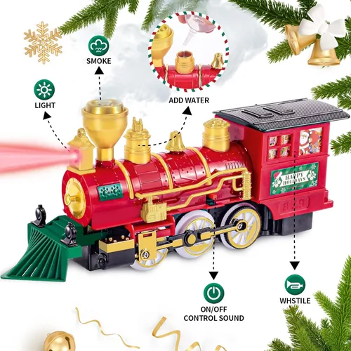 Miniatura 2 de Juego de Tren para Niños, Juego de Tren de Navidad para Debajo de los Árboles, Juguetes de Tren Eléctrico para Niños y Niñas con Locomotora