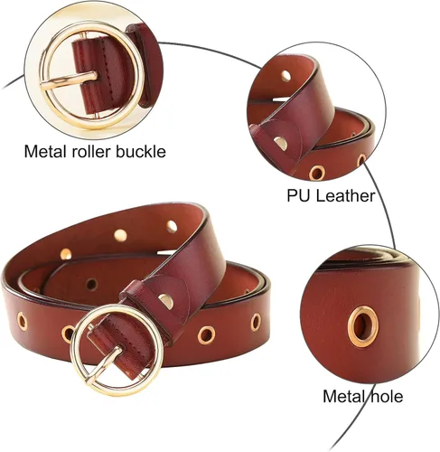 Miniatura 2 de Aivtalk Cinturón de piel sintética para mujer, elegante cinturón duradero para vestido de jeans