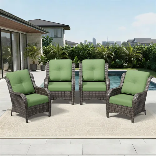 Miniatura 62 de Joyside Juego de sillas de mimbre para patio, juego de 3 piezas de mimbre para exteriores con 2 sillas reposabrazos y 1 mesa auxiliar para terraza