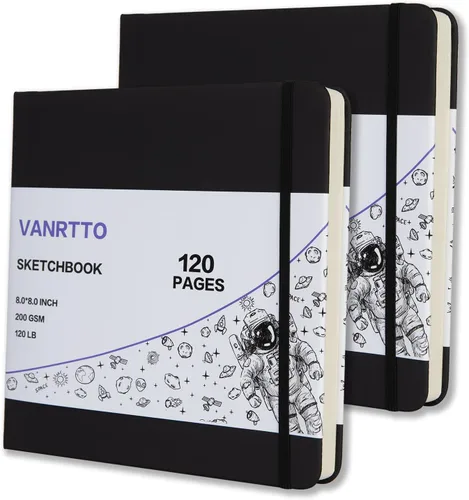 Cuaderno de bocetos cuadrado de tapa dura, papel de dibujo grueso de 120 libras/200 GSM para marcador, acuarela, lápiz, medios mixtos, cuaderno de