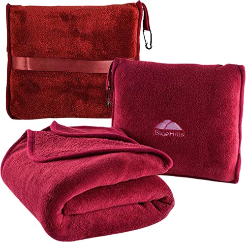 Miniatura 11 de BlueHills - Manta y almohada premium suave y alta para viajes en avión, esenciales para vuelos largos, manta larga para llevar en la bolsa con clip