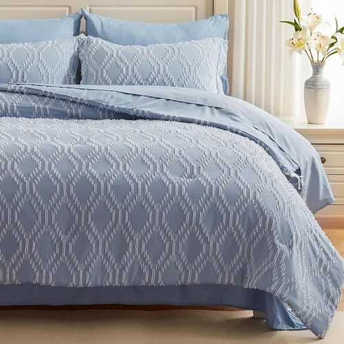 Miniatura 25 de EMME Bed-in-A-Bag - Juego de edredón de 5 piezas para cama Twin de microfibra cepillada y relleno de plumón sintético, suave y cómodo, lavable a 01