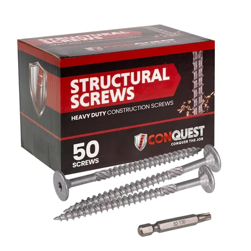 Miniatura 15 de Conquest Tornillos estructurales para madera, 0.275 x 14 pulgadas, certificados ICC, tornillos de cabeza plana autorroscantes T30 Star Drive