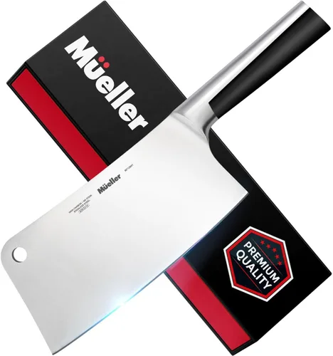 Mueller Cuchillo de carnicero de 7 pulgadas Cuchilla para carne, Cortador de huesos de trabajo pesado, Duradero, Fabricado con precisión, Bien