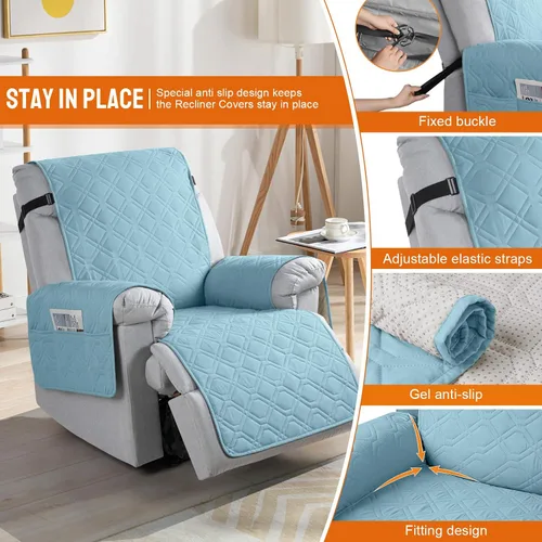 Miniatura 3 de VANSOFY Fundas 100% impermeables para sillas reclinables, funda antideslizante para silla reclinable para perros, protector de muebles, funda