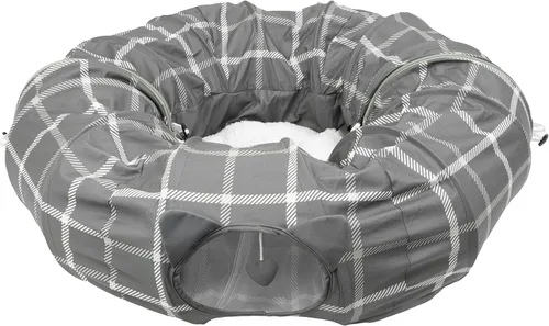 Miniatura 5 de Kitty City Cama grande tipo túnel para gatos, túnel de juego para gatos 2 en 1 con cremallera y cama de siesta de felpa, juguete desplegable