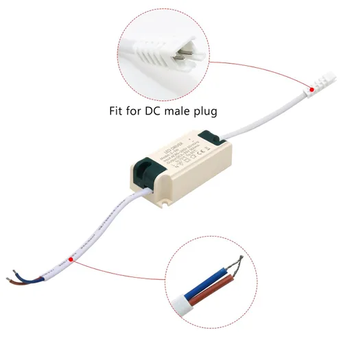 Miniatura 5 de Conductor LED de 3-5W, corriente constante 300mA AC 85-265V Salida 9-20V DC Conector hembra Rectificador Transformador Fuente de alimentación externa