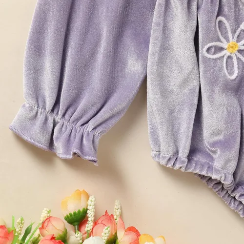 Miniatura 34 de GRNSHTS Ropa de primer cumpleaños para niña de terciopelo de un año de edad, mameluco de manga larga + diadema, 2 piezas de trajes de pastel