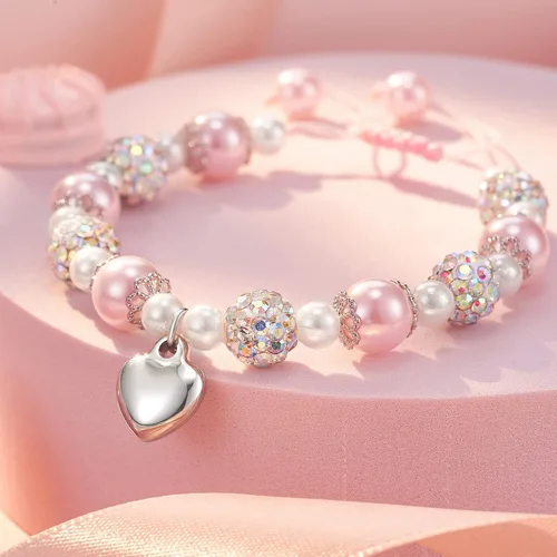 Miniatura 3 de HGDEER 100% Natural Stone Adjustable Bracelets, Pink Zebra Jasper Heart Charm Jewelry, Trendy Birthday Teen Girl Gift Ideas with Quote Card & Gift