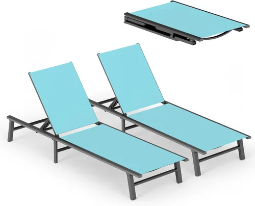 Miniatura 9 de Tumbona de Aluminio para Exteriores - Silla de Descanso Plegable y de Montaje Libre para Exteriores con 5 Respaldos Ajustables, Silla de Patio