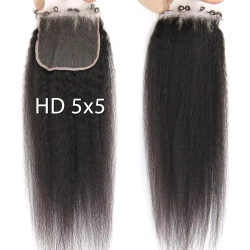 Miniatura 22 de Afro Kinky Curly 5x5 HD Cierre de encaje prearrancado con borde rizado de bebé 4B 4C, cierre de encaje HD de cabello humano transparente
