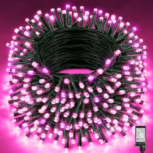 Miniatura 35 de 120 luces LED de Navidad de 40 pies para exteriores, guirnalda de luces de Navidad naranja impermeable, 8 modos de luces conectables para árbol