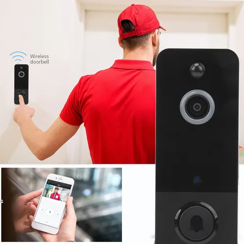 Miniatura 3 de Sanpyl Cámara de timbre de video, 1080P HD, audio de 2 vías, noche infrarroja, videollamadas remotas, cambiador de voz inteligente, lente gran