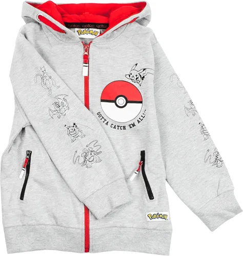 Miniatura 3 de Pokemon Sudadera con capucha para niños con cremallera y manga larga gris