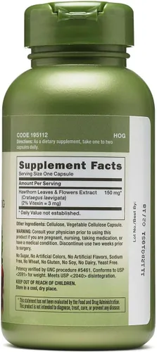 Miniatura 2 de GNC Herbal Plus Extracto de Espino 150mg, Caps 100