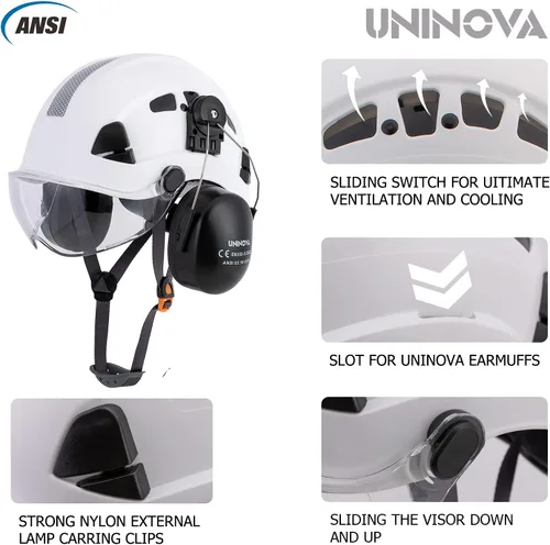Miniatura 3 de Casco de protección para los oídos y visera ANSI Z89.1 con ventilación ABS forestal, arborista, árbol, construcción, construcción, protección