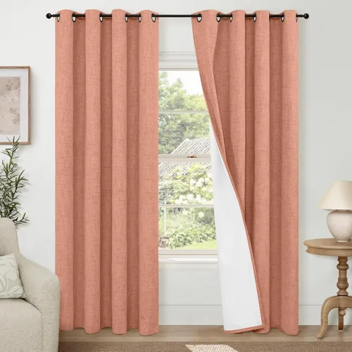 Miniatura 24 de Cortinas Opacas de Lino Azul Bebé para Guardería de 40 Pulgadas de Largo, 2 Paneles, Cortinas Cortas con Aislamiento Térmico Boho de Bloqueo Total