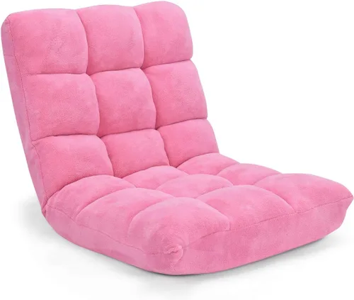 Miniatura 15 de GOFLAME Sofá de suelo plegable de 14 posiciones, sofá ajustable para juegos, silla acolchada, cama plegable para dormir para sala de estar, Negro