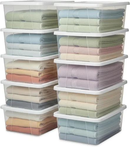 Miniatura 12 de HOMZ - Paquete de 10 contenedores Snaplock, pequeños organizadores de plástico transparentes con tapas, 6 cuartos de galón, azul - Cajas Tapa azul