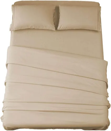 Miniatura 21 de SONORO KATE Juego de sábanas de microfibra súper suave de 1800 hilos, sábanas egipcias de lujo de 16 pulgadas de profundidad, antiarrugas e Beige