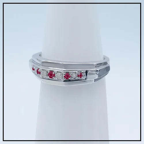 Miniatura 3 de Dazzlingrock Collection Anillo de boda redondo alternativo con diamantes blancos para él en plata de ley 925